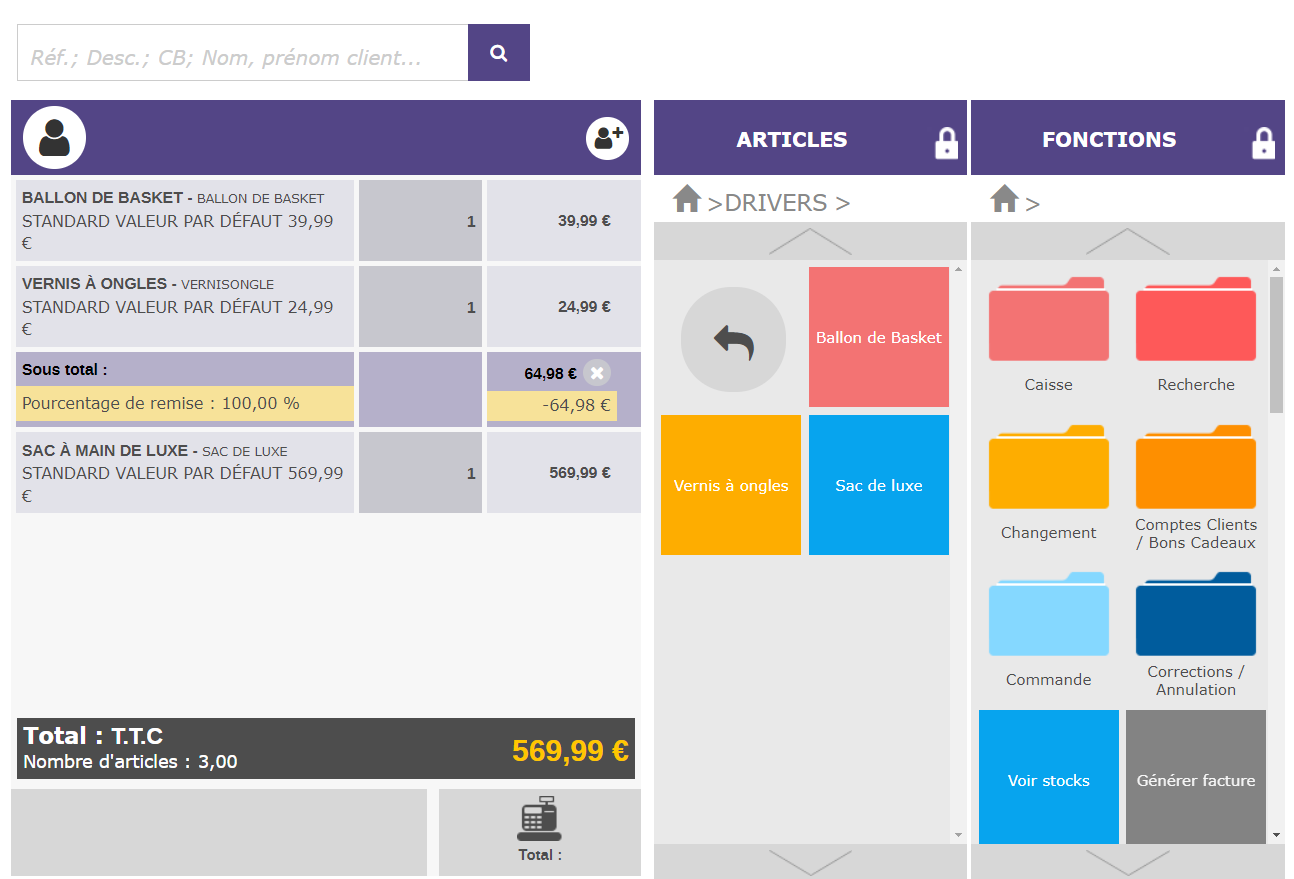 Exemple interface Clictill