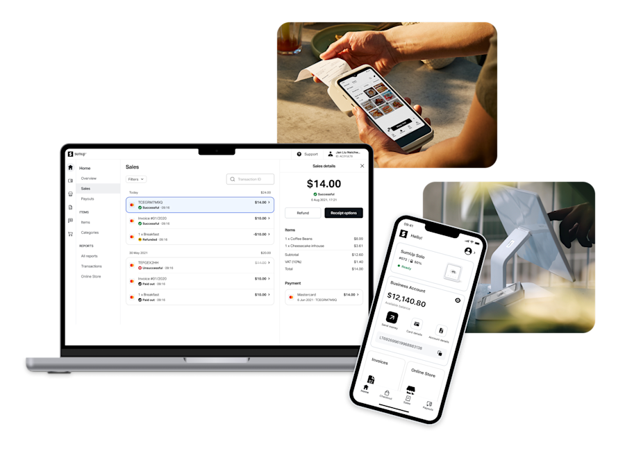 Tableau de bord du logiciel de caisse SumUp pour une boutique