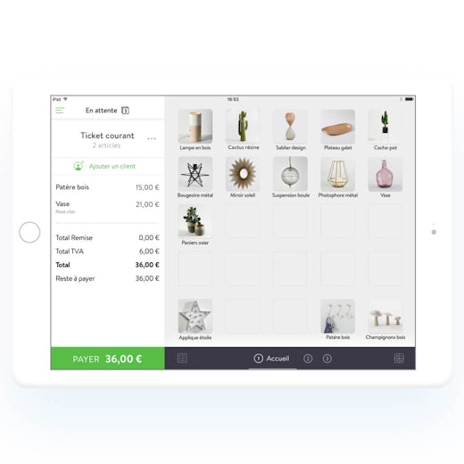 Interface du logiciel de caisse Tactill sur iPad pour une boutique