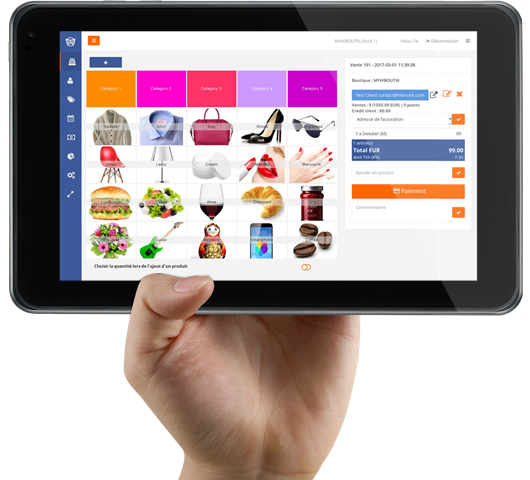 Tableau de bord Hiboutik avec la gestion de stock d'une boutique